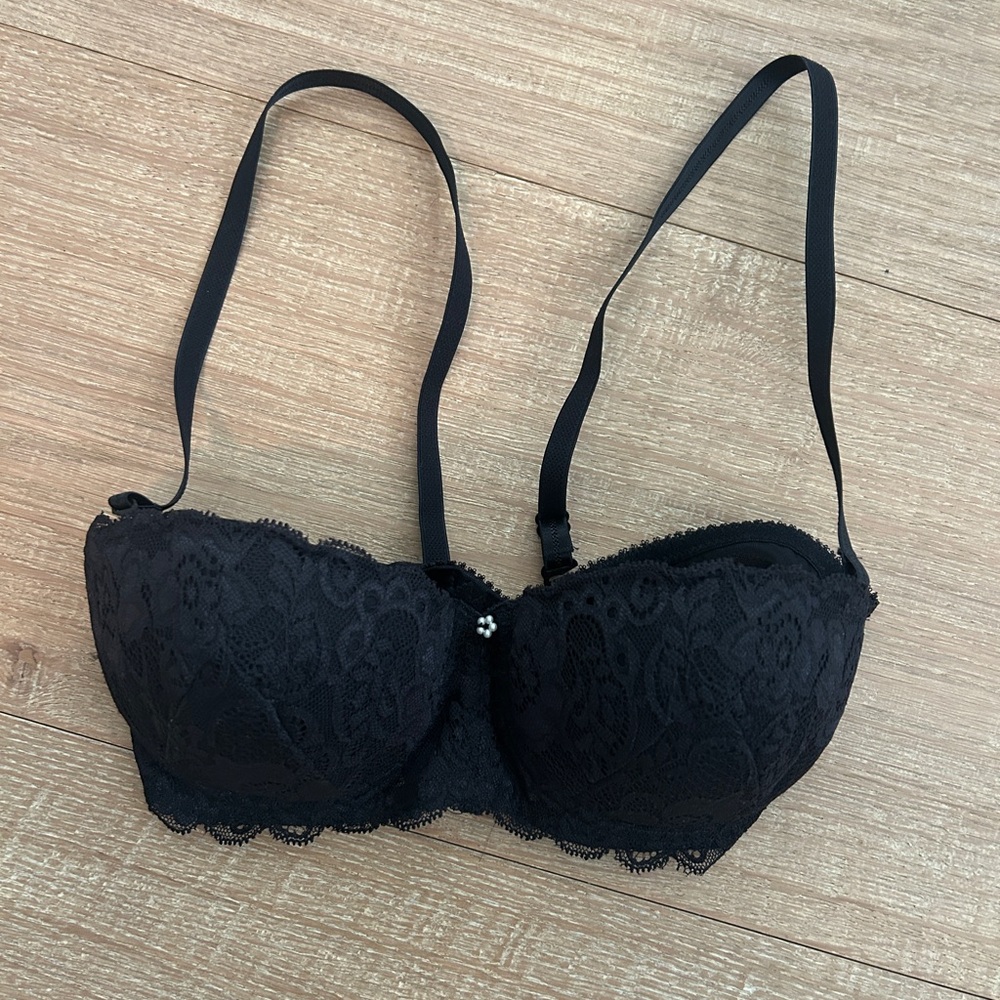 Elegant Black Push Up Lace Bra